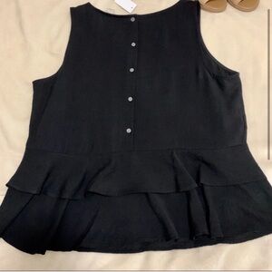 Back button and peplum black tank - Loft - Size L - NWT